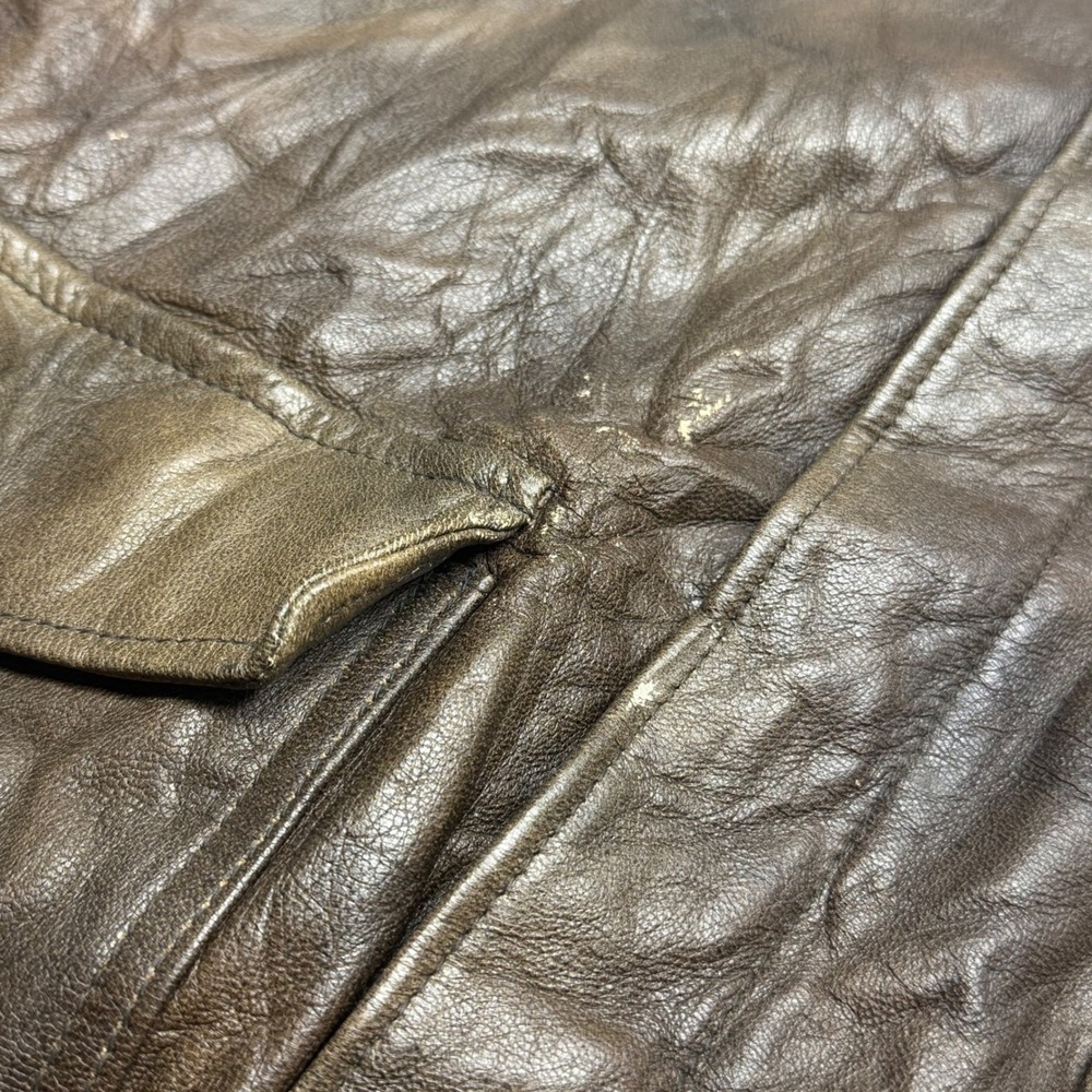 VTG LL Bean A2 Flight Jacket Mens Size L Brown Distressed Leather Bomber Jacket - Picture 3 of 11